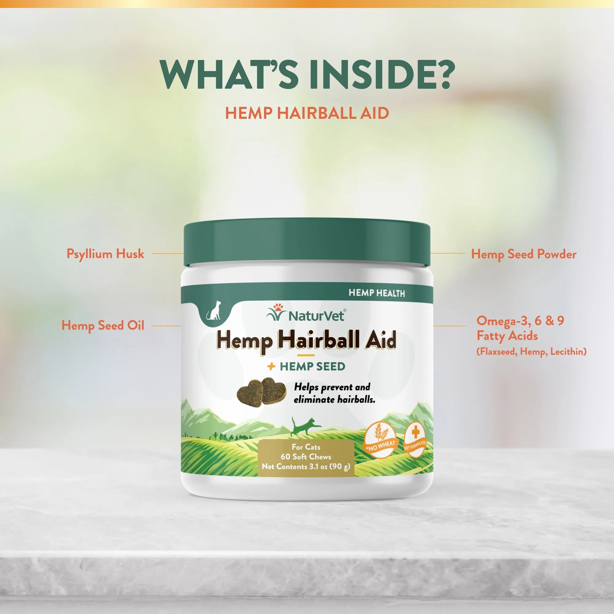 NaturVet Hemp Hairball Aid Cat Soft Chew