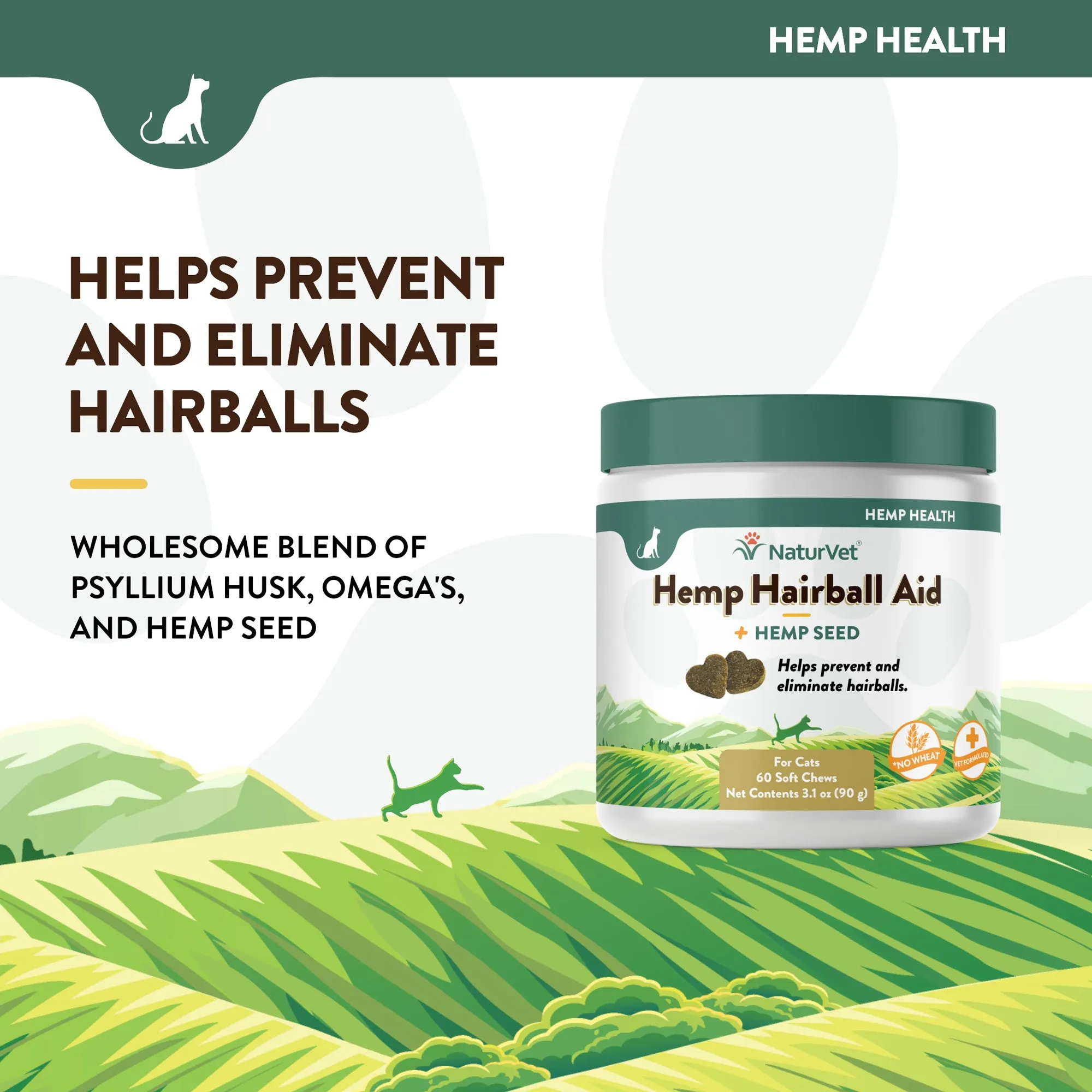 NaturVet Hemp Hairball Aid Cat Soft Chew