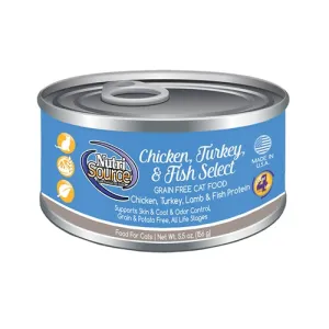 Nutrisource Grain Free Chicken, Turkey and Fish Select Canned Cat Formula