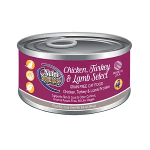 Nutrisource Grain Free Chicken, Turkey and Lamb Select Canned Cat Formula