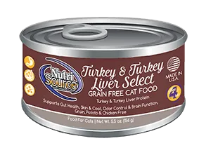 NutriSource Grain Free Turkey & Turkey Liver Select Canned Cat Food