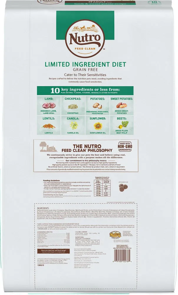 Nutro Limited Ingredient Diet Grain Free Adult Lamb and Sweet Potato Dry Dog Food