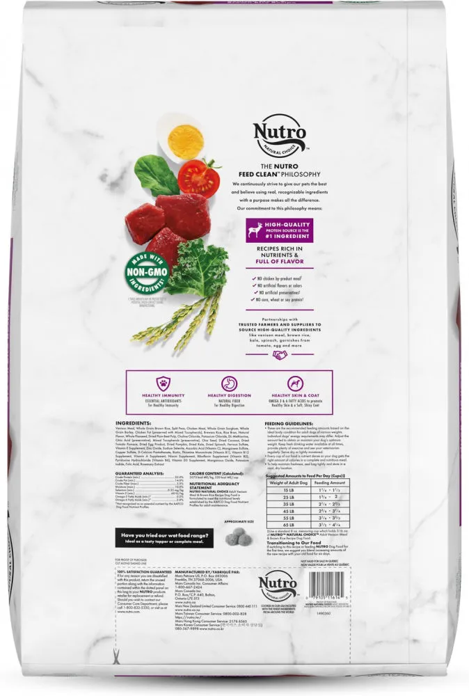 Nutro Wholesome Essentials Adult Venison Meal, Brown Rice and Oatmeal Dry Dog Food