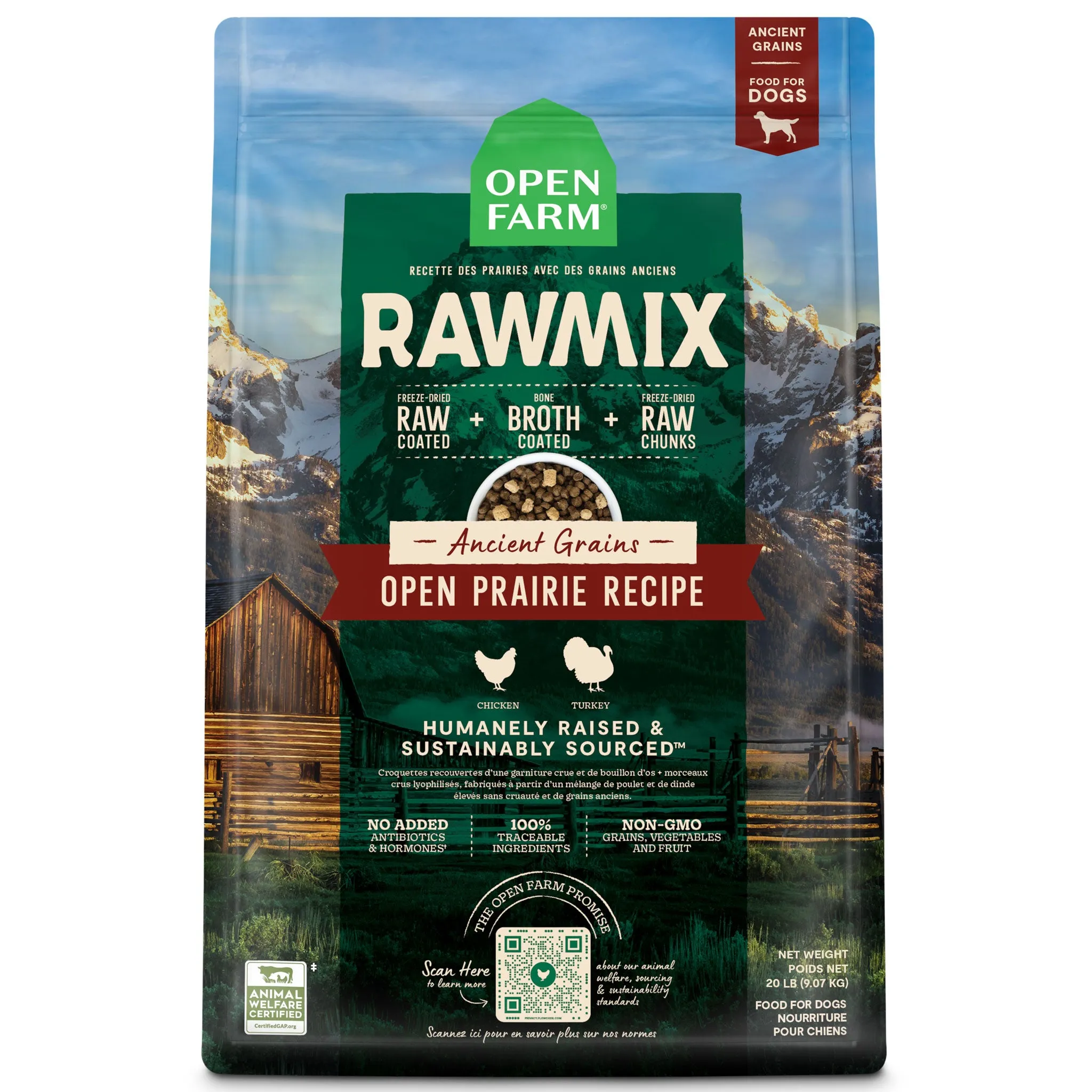 Open Farm Raw Mix Ancient Grains Dog Open Prairie