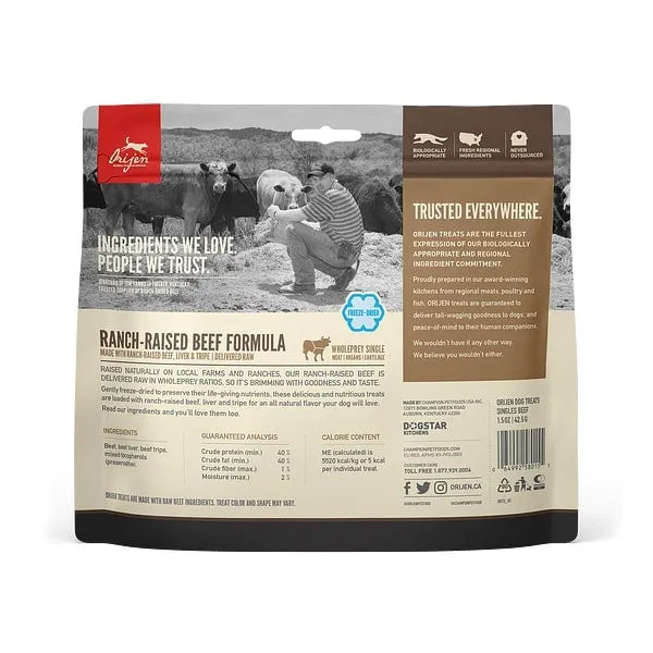 ORIJEN Freeze Dried Ranch Raised Beef Dog Treats