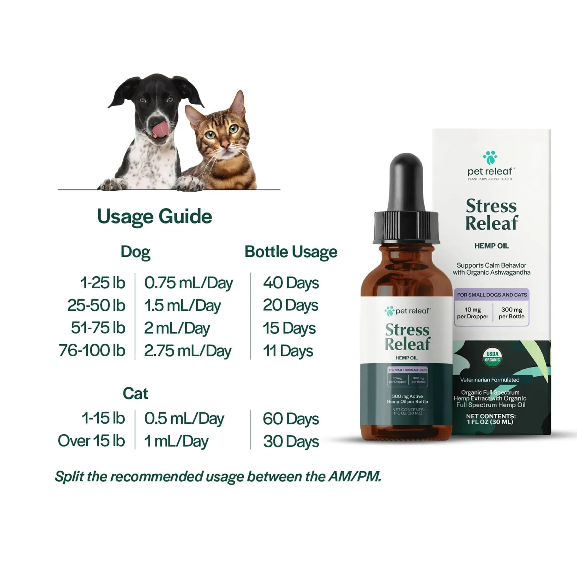 Pet Releaf Stress Releaf 300mg Hemp Oil for Dogs & Cats