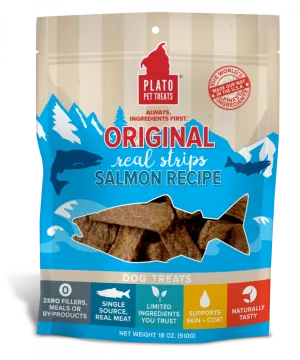 Plato All Natural Salmon Strips Dog Treats