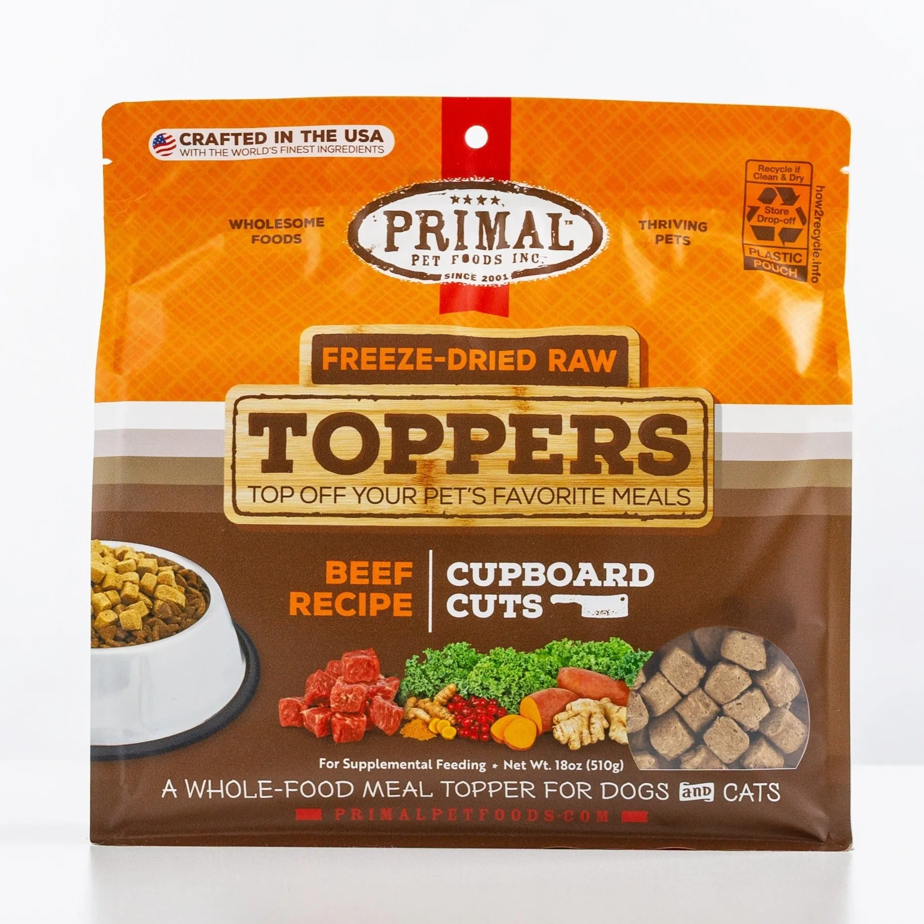 Primal Cupboard Cuts Freeze-Dried Raw Beef Meal Topper for Dogs and Cats