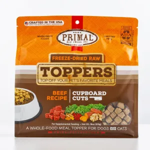 Primal Cupboard Cuts Freeze-Dried Raw Beef Meal Topper for Dogs and Cats