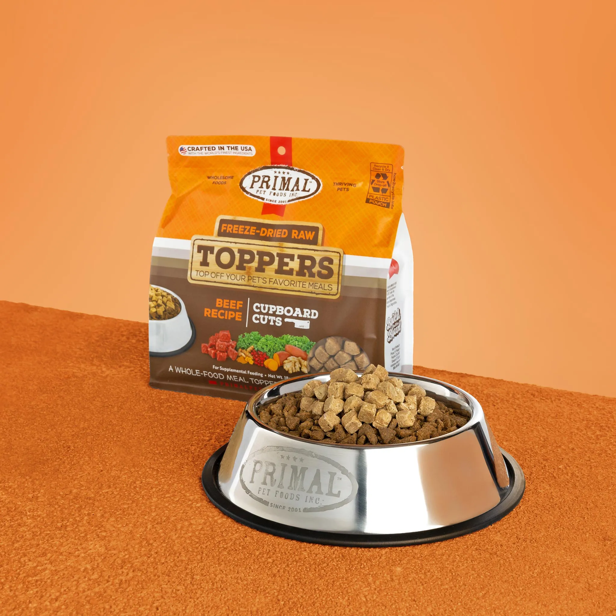 Primal Cupboard Cuts Freeze-Dried Raw Beef Meal Topper for Dogs and Cats