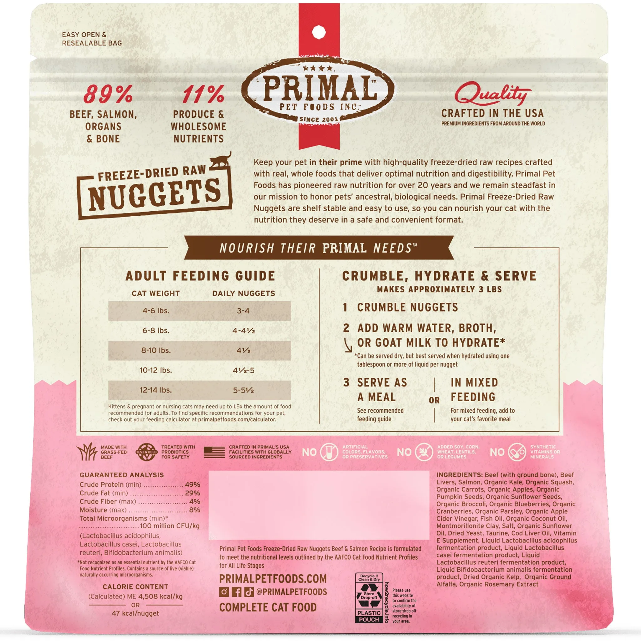 Primal Freeze-Dried Beef & Salmon Formula Cat Food - 14oz