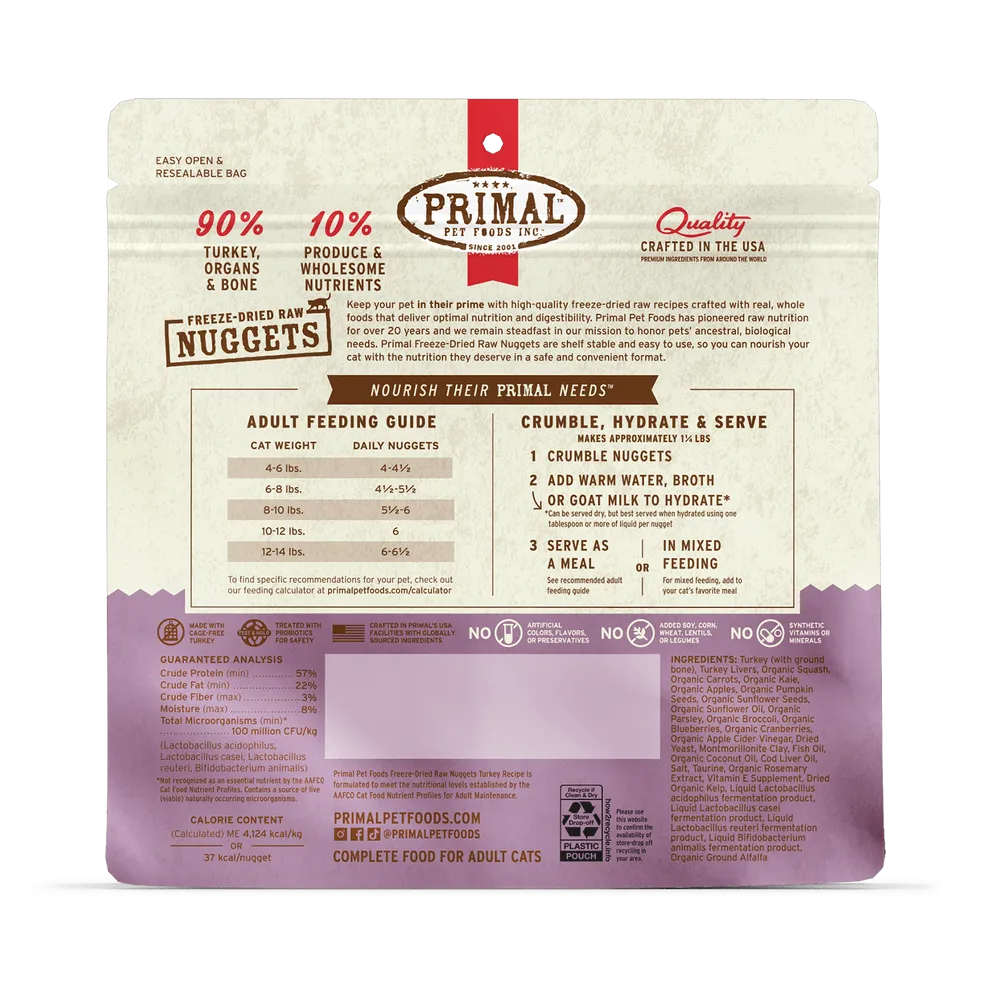 Primal Freeze Dried Nuggets Grain Free Turkey Formula Cat Food