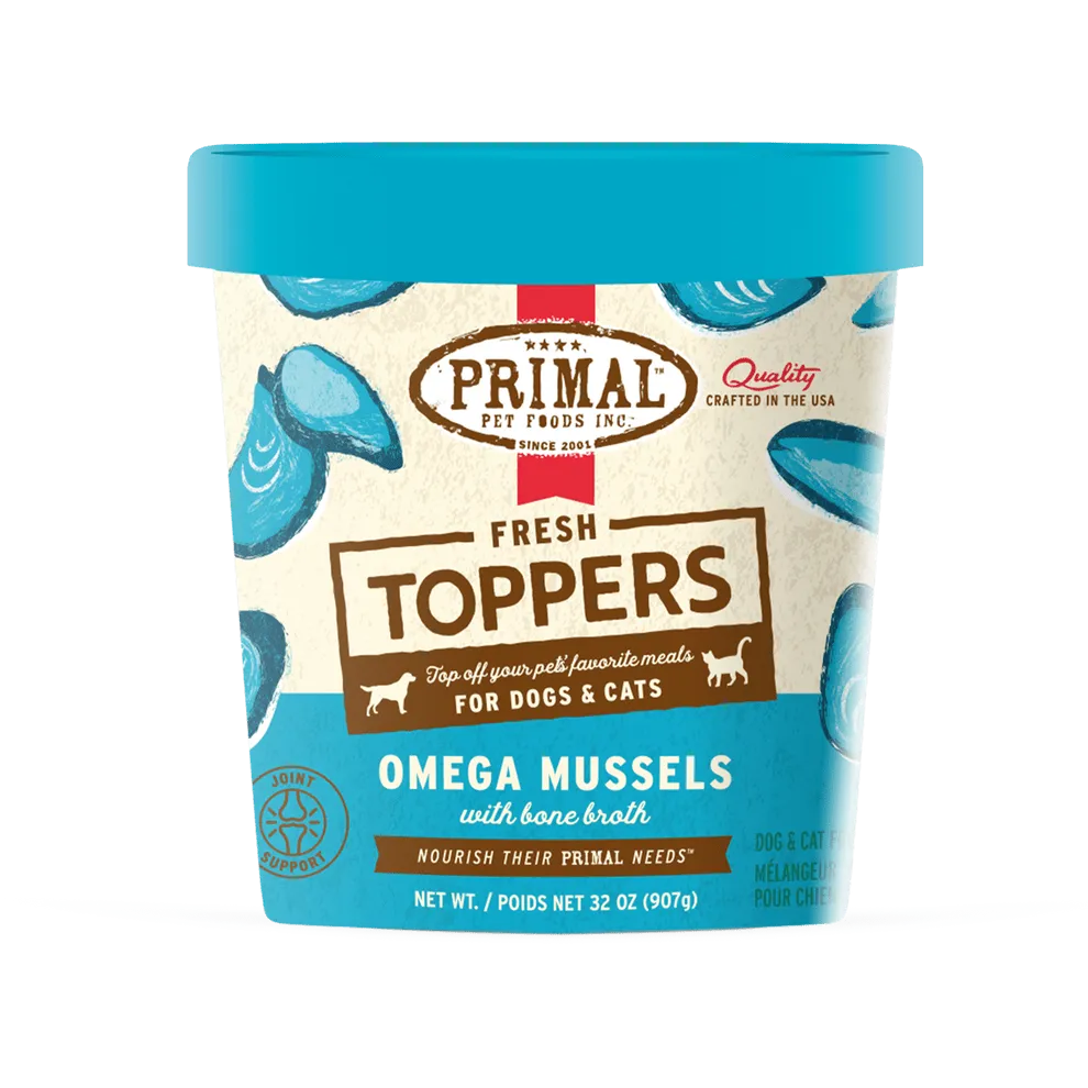 Primal Fresh Toppers Omega Mussels Recipe for Dogs & Cats