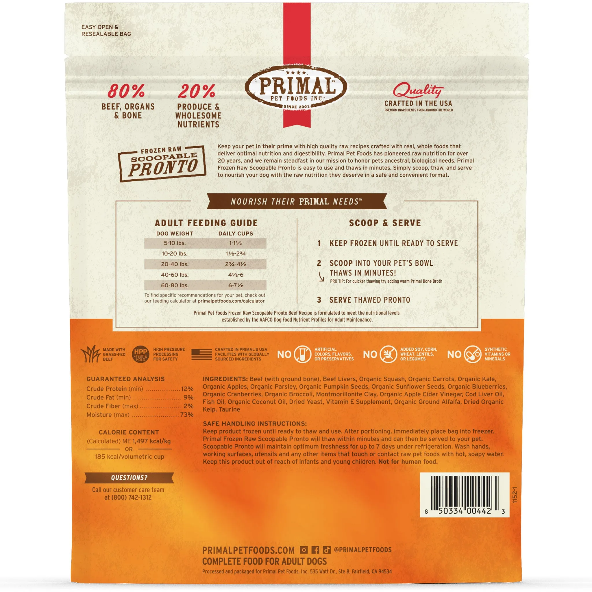 Primal Pronto Beef Dog Food