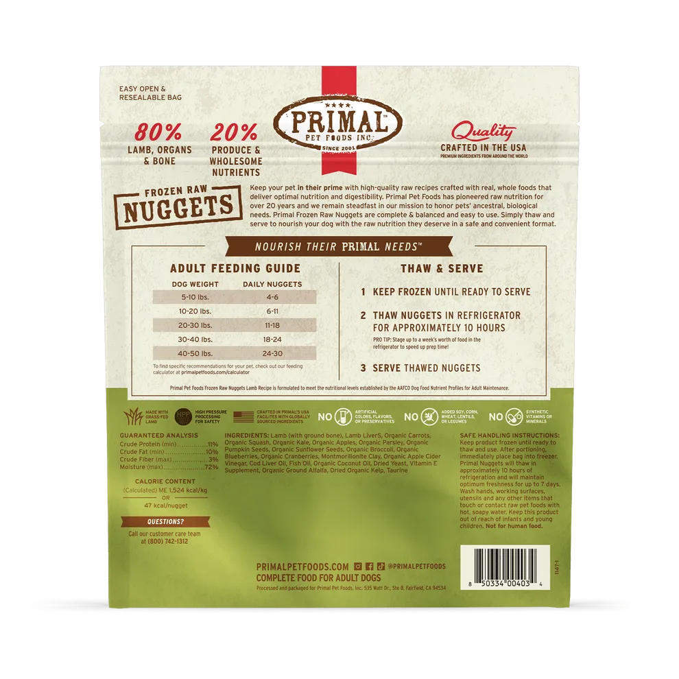 Primal Raw Frozen Lamb Formula For Dogs