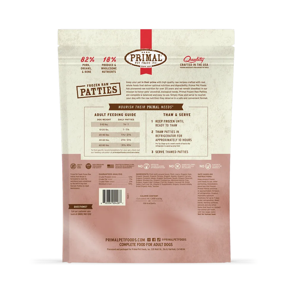 Primal Raw Frozen Pork Formula For Dogs