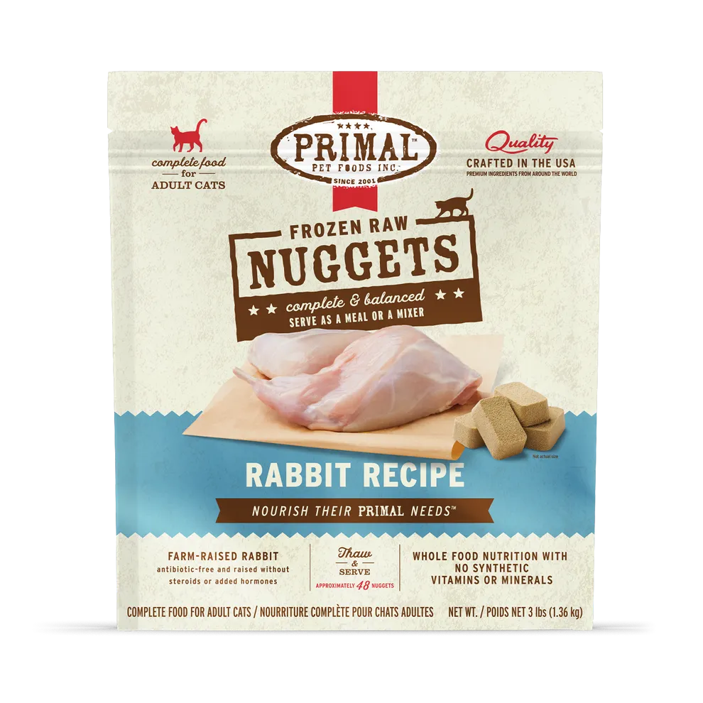 Primal Raw Frozen Rabbit Formula Nuggets For Cats