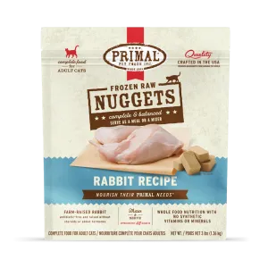 Primal Raw Frozen Rabbit Formula Nuggets For Cats