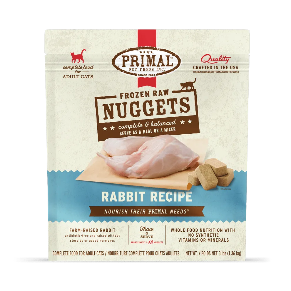 Primal Raw Frozen Rabbit Formula Nuggets For Cats
