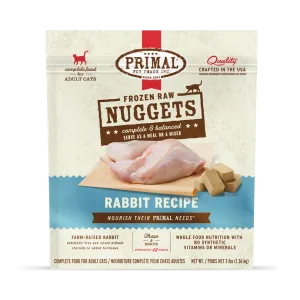 Primal Raw Frozen Rabbit Formula Nuggets For Cats