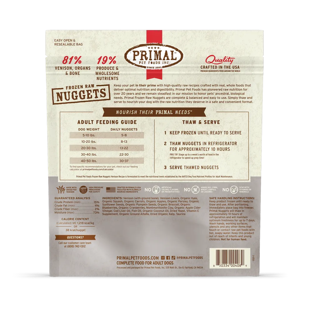 Primal Raw Frozen Venison Formula For Dogs