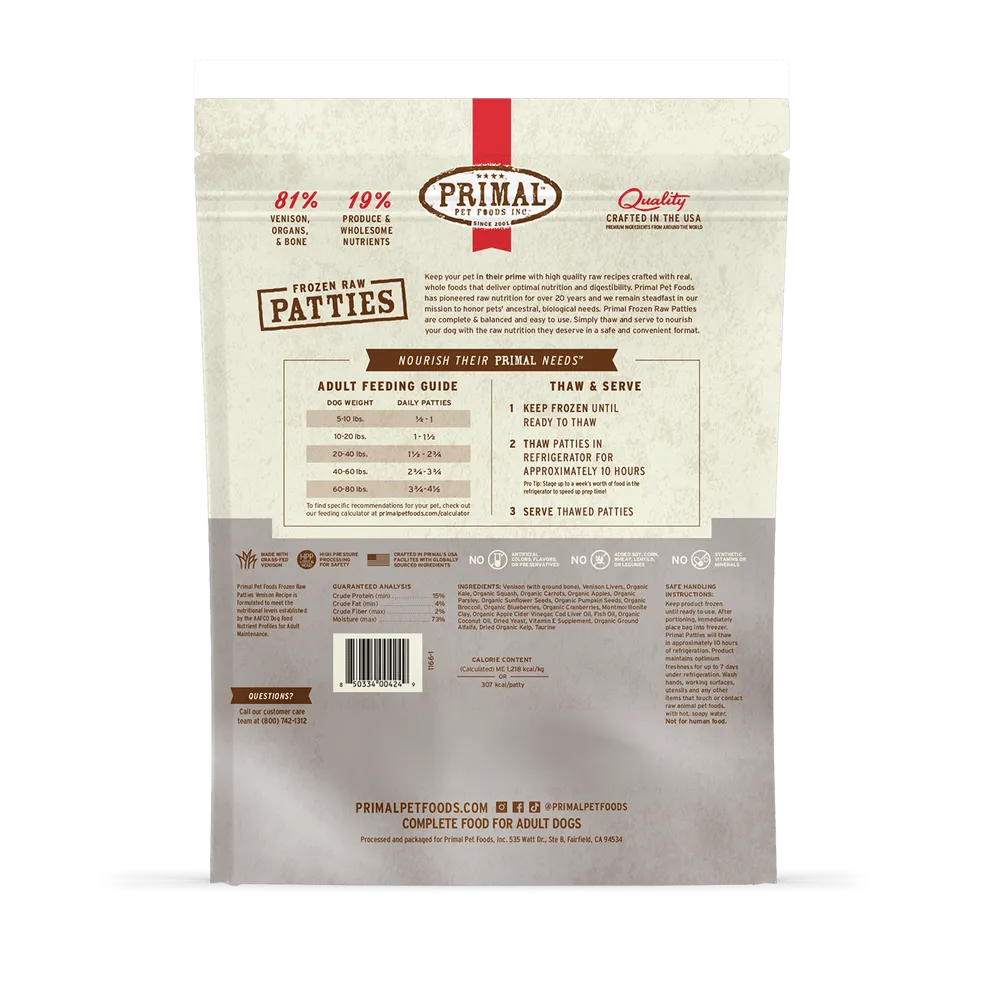 Primal Raw Frozen Venison Formula For Dogs