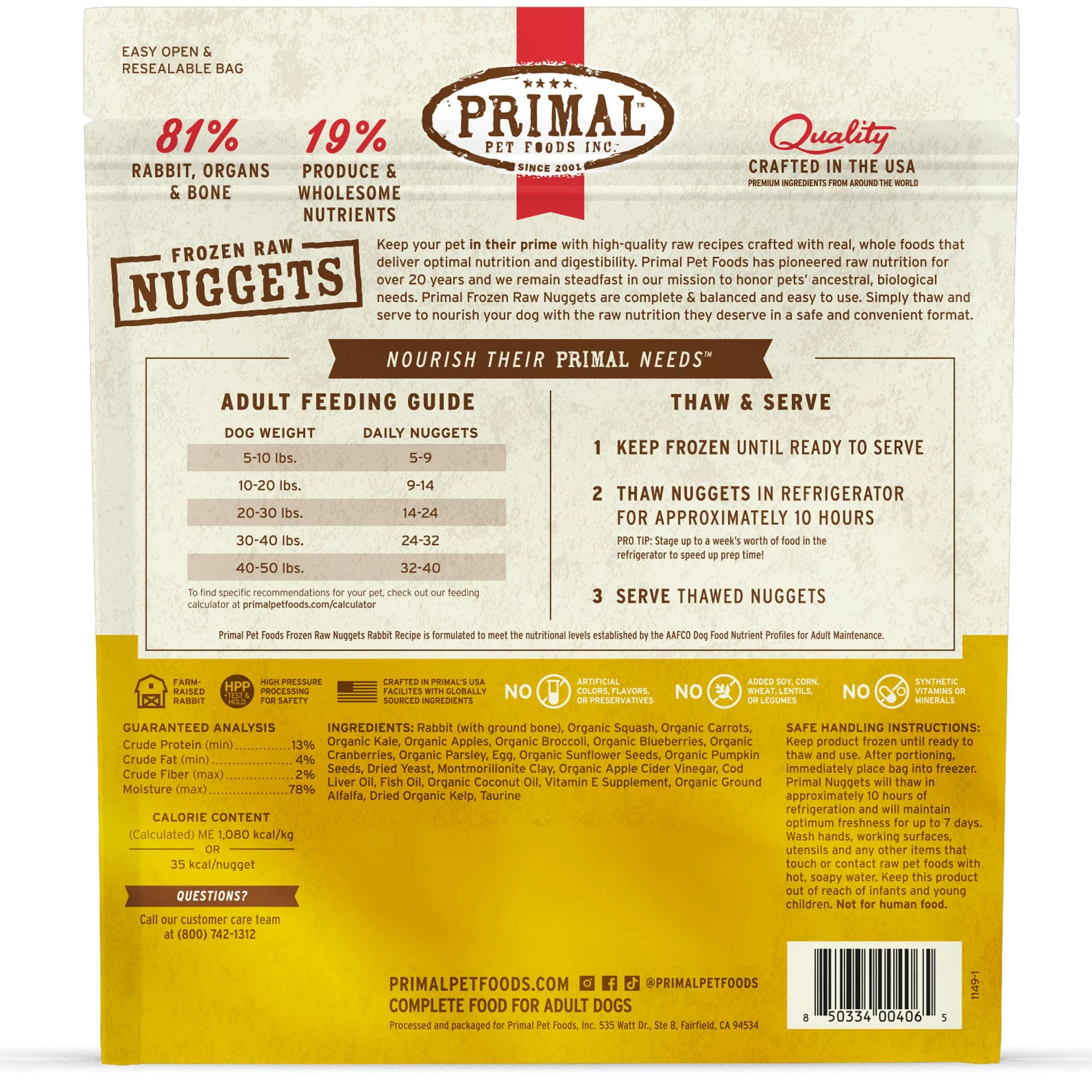 Primal Raw Rabbit Dog Food