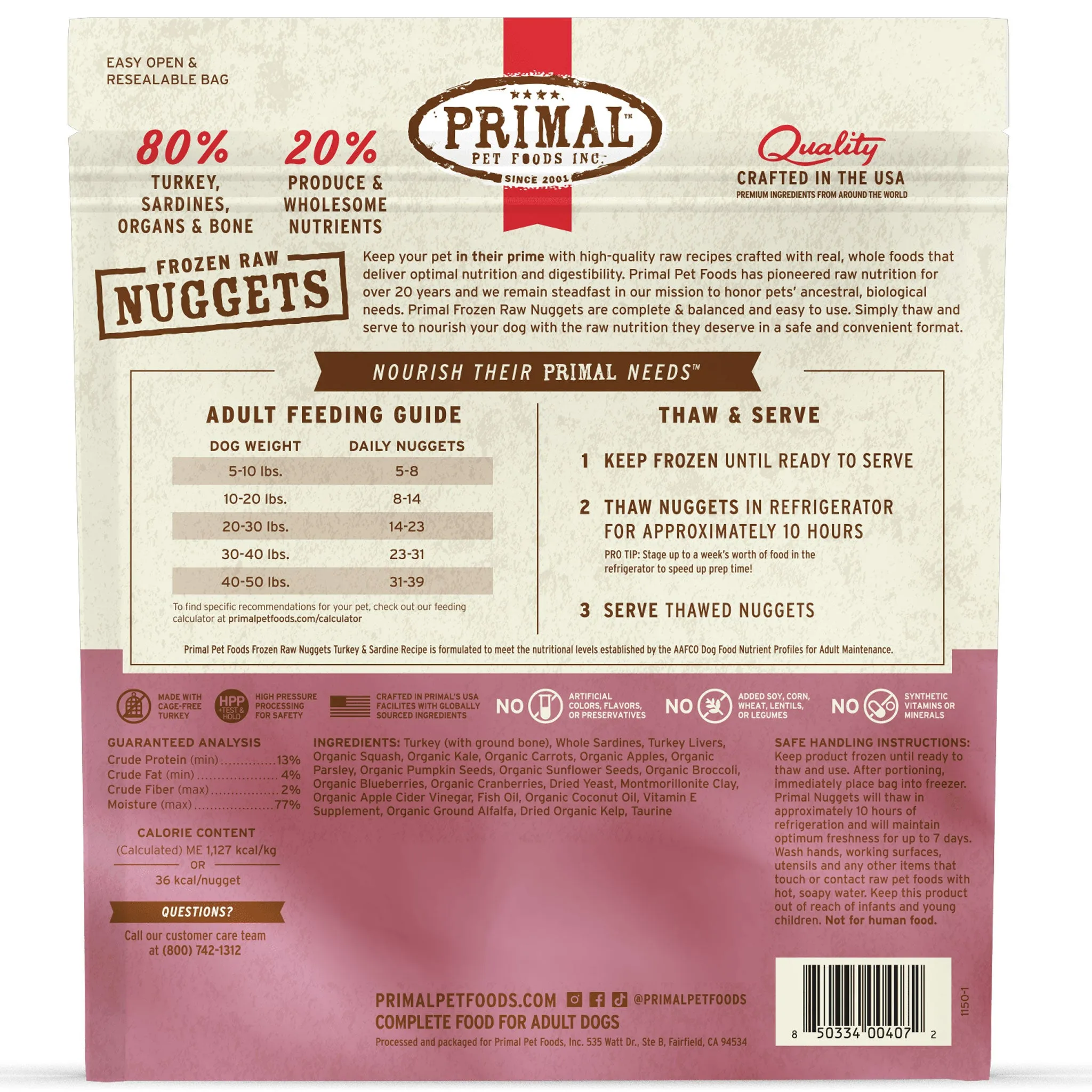 Primal Raw Turkey & Sardine Dog Food