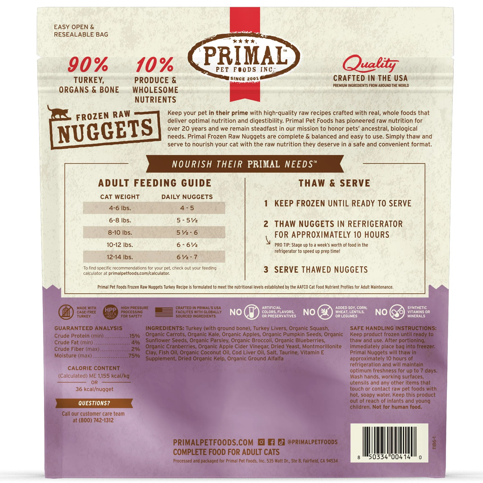 Primal Raw Turkey Cat Food