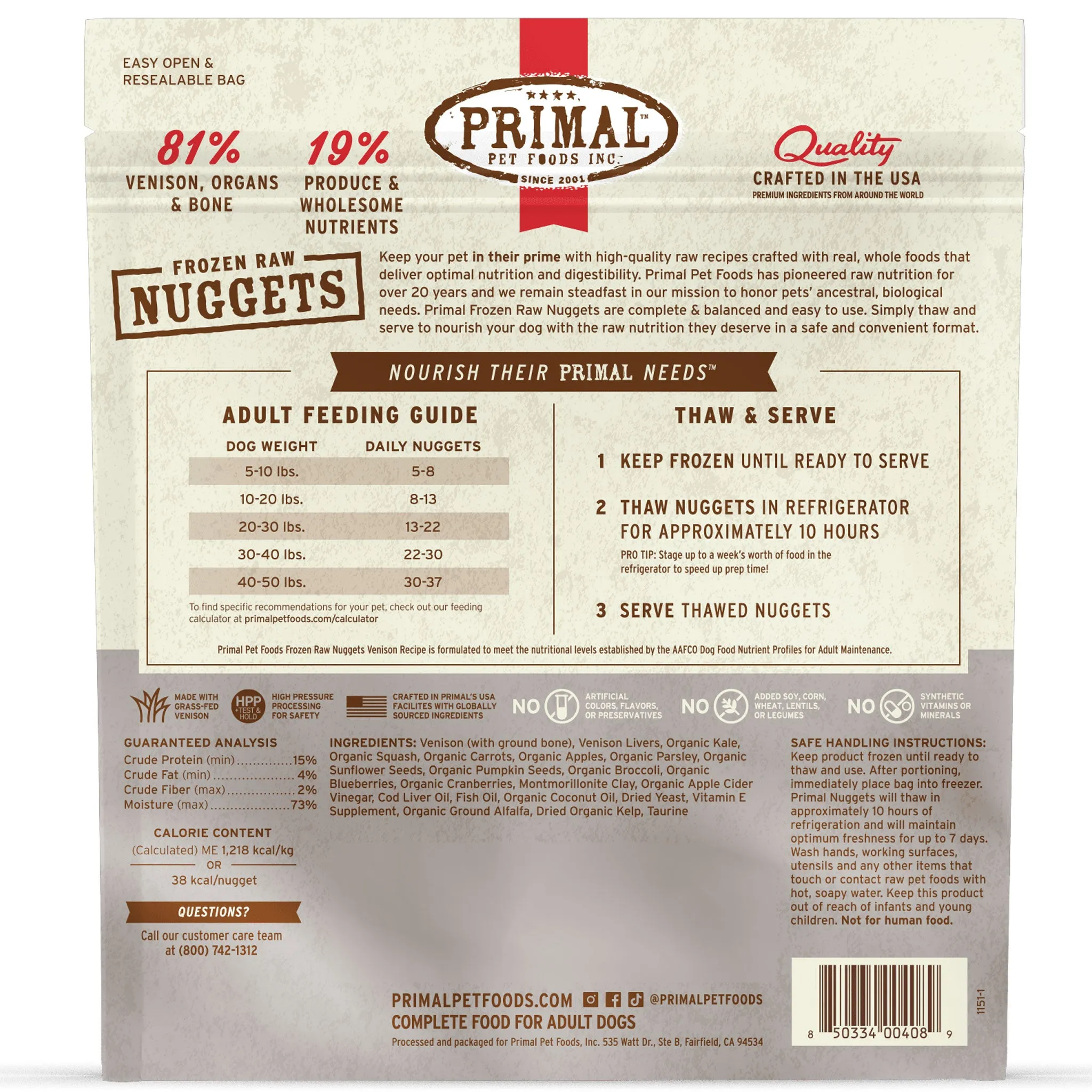 Primal Raw Venison Dog Food