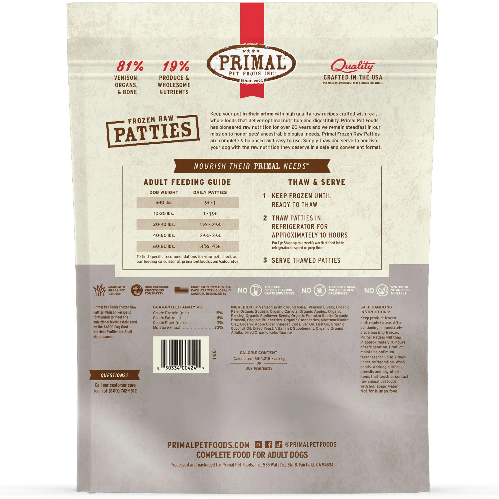 Primal Raw Venison Dog Food