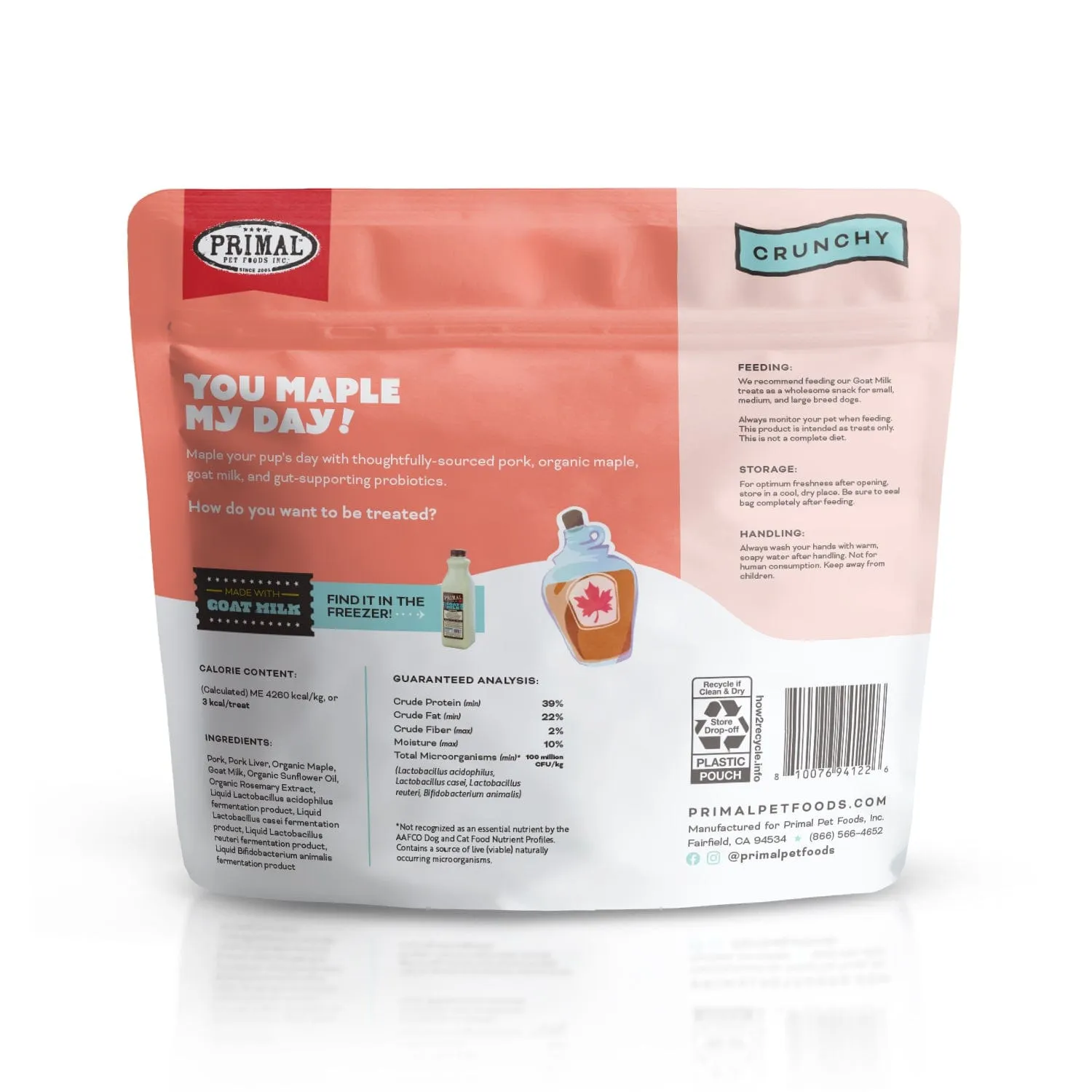 Primal You Maple My Day Pork & Maple with Goat Milk Recipe Treats for Dogs