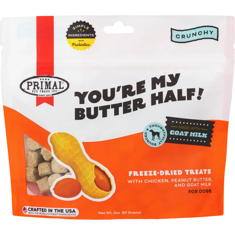 Primal You're My Butter Half Chicken, Peanut Butter, and Goat Milk Freeze Dried Dog Treats