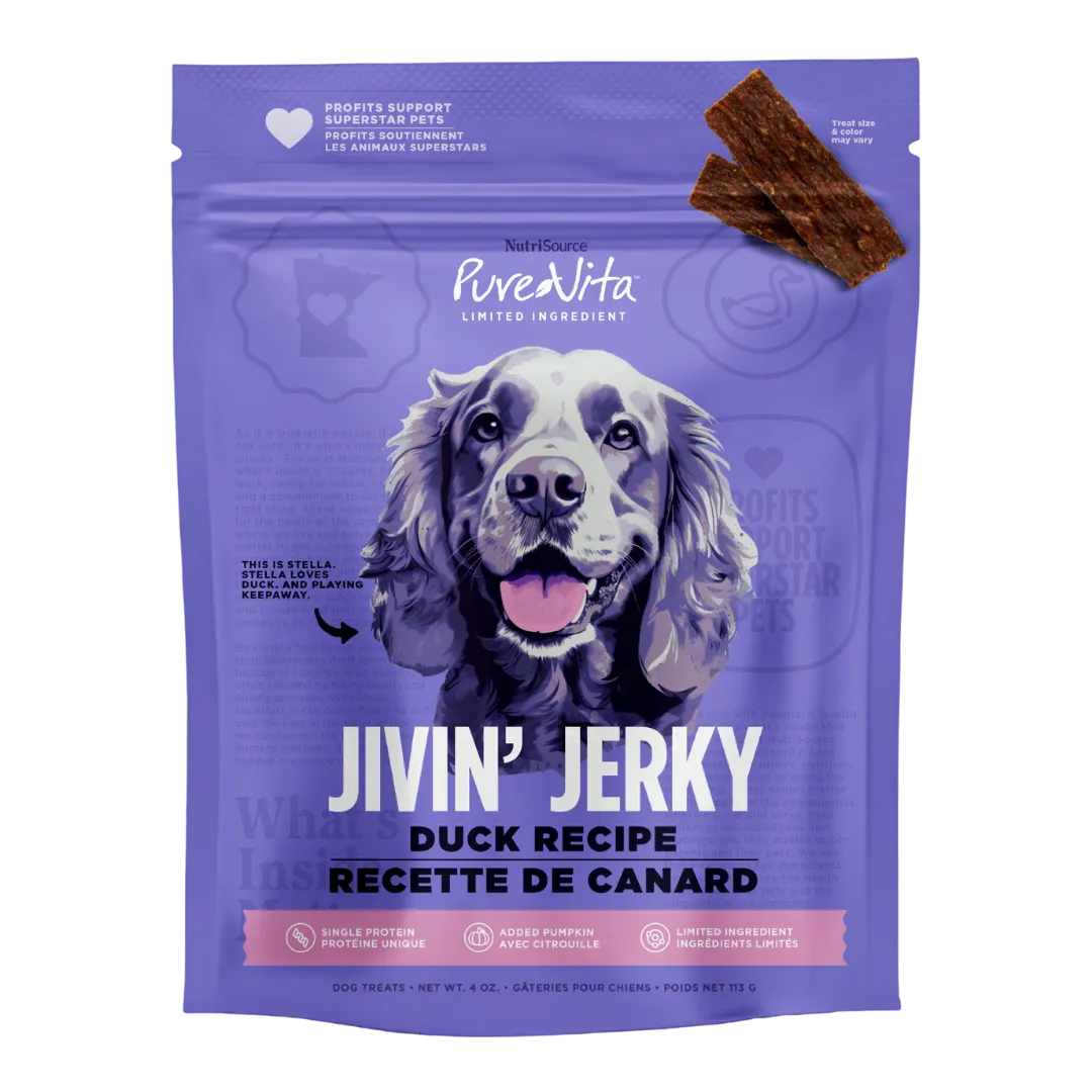 PureVita Jivin' Jerky Limited Ingredient Duck Jerky Treats for Dogs
