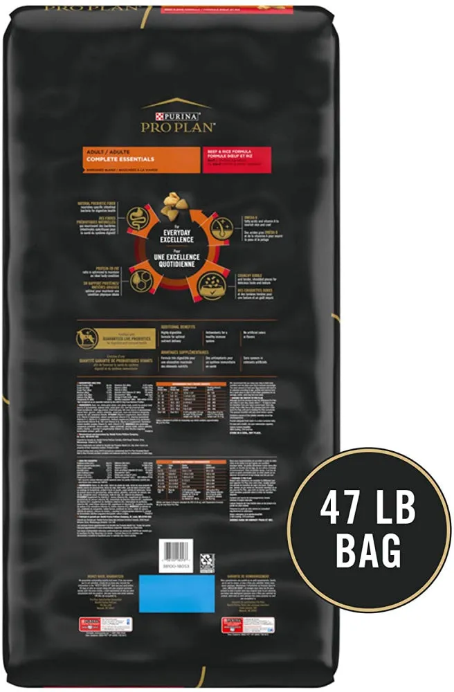 Purina Pro Plan With Probiotics High Protein Shredded Blend Beef & Rice Formula Dry Dog Food