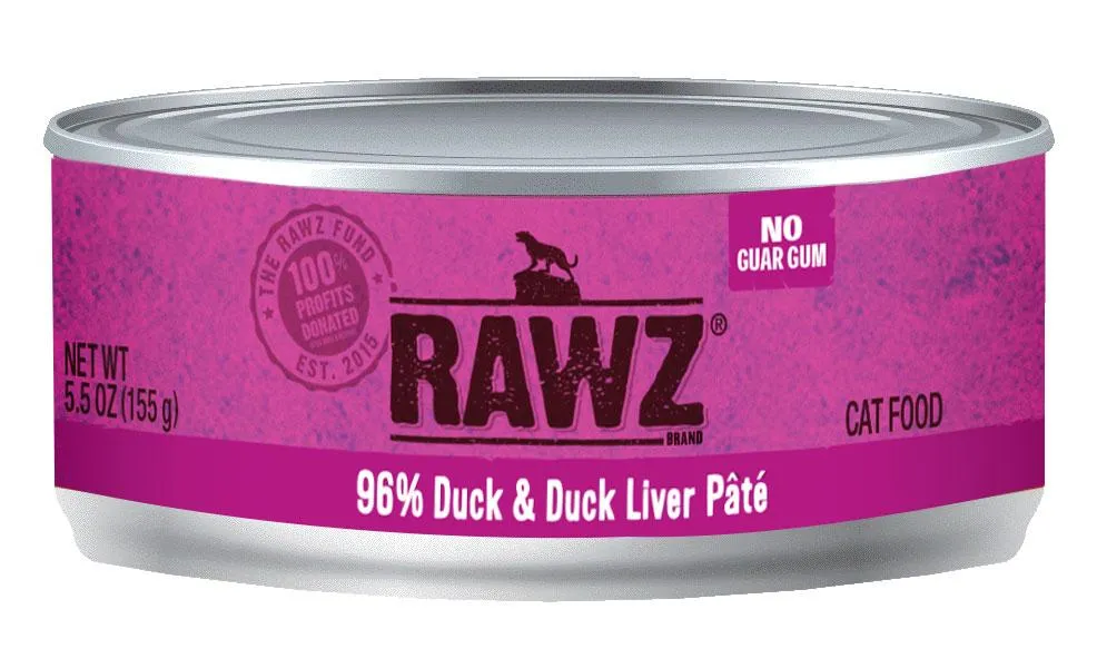 RAWZ 96% Duck & Duck Liver Pate Canned Cat Food