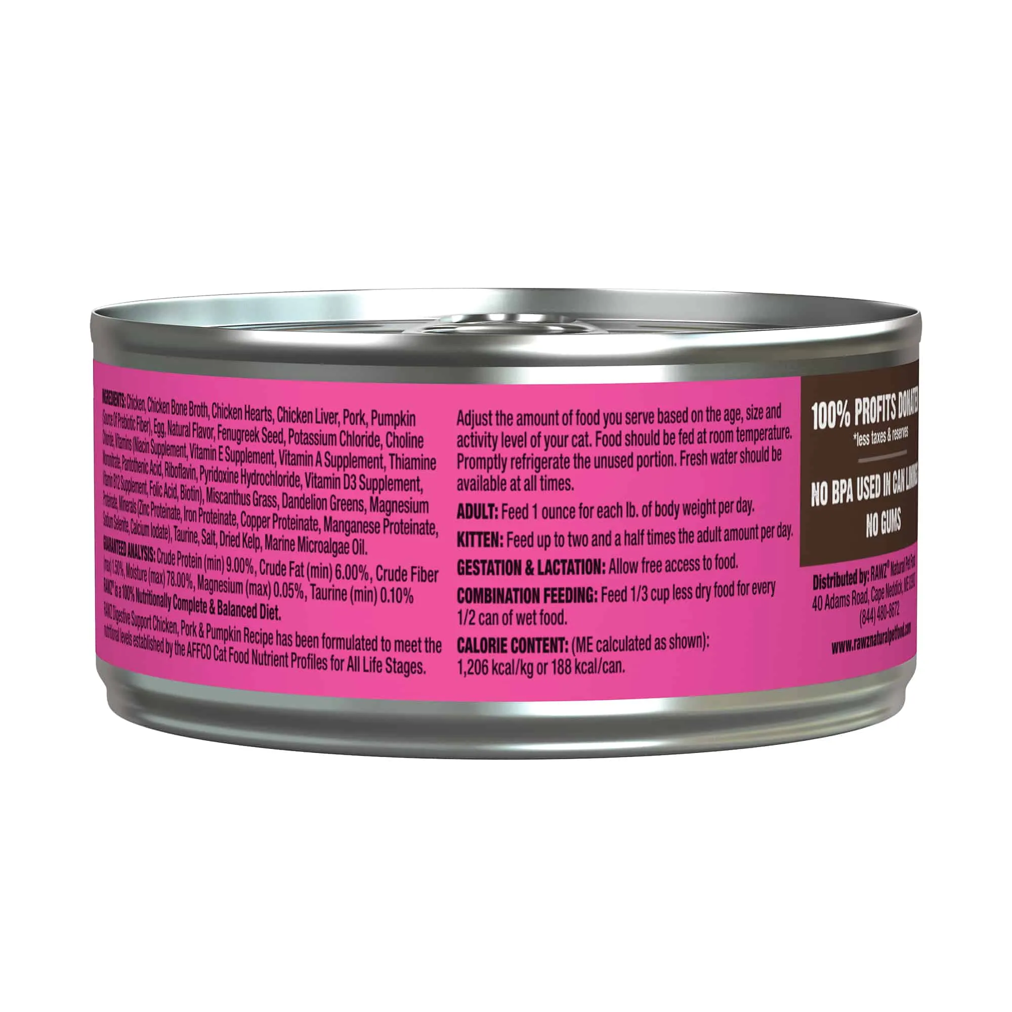 RAWZ Digestive Support Chicken, Pork & Pumpkin Canned Cat Food
