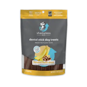 Shameless Pets Banana Bone-Anza Dental Sticks Dog Treats