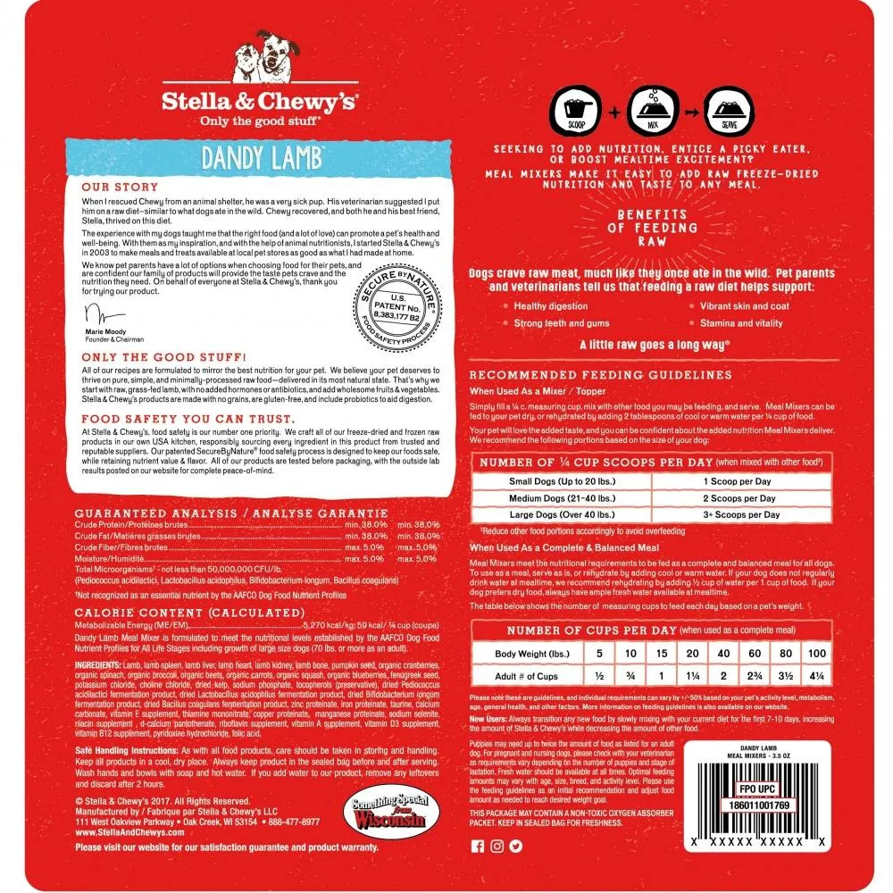 Stella & Chewy's Freeze Dried Raw Dandy Lamb Meal Mixers