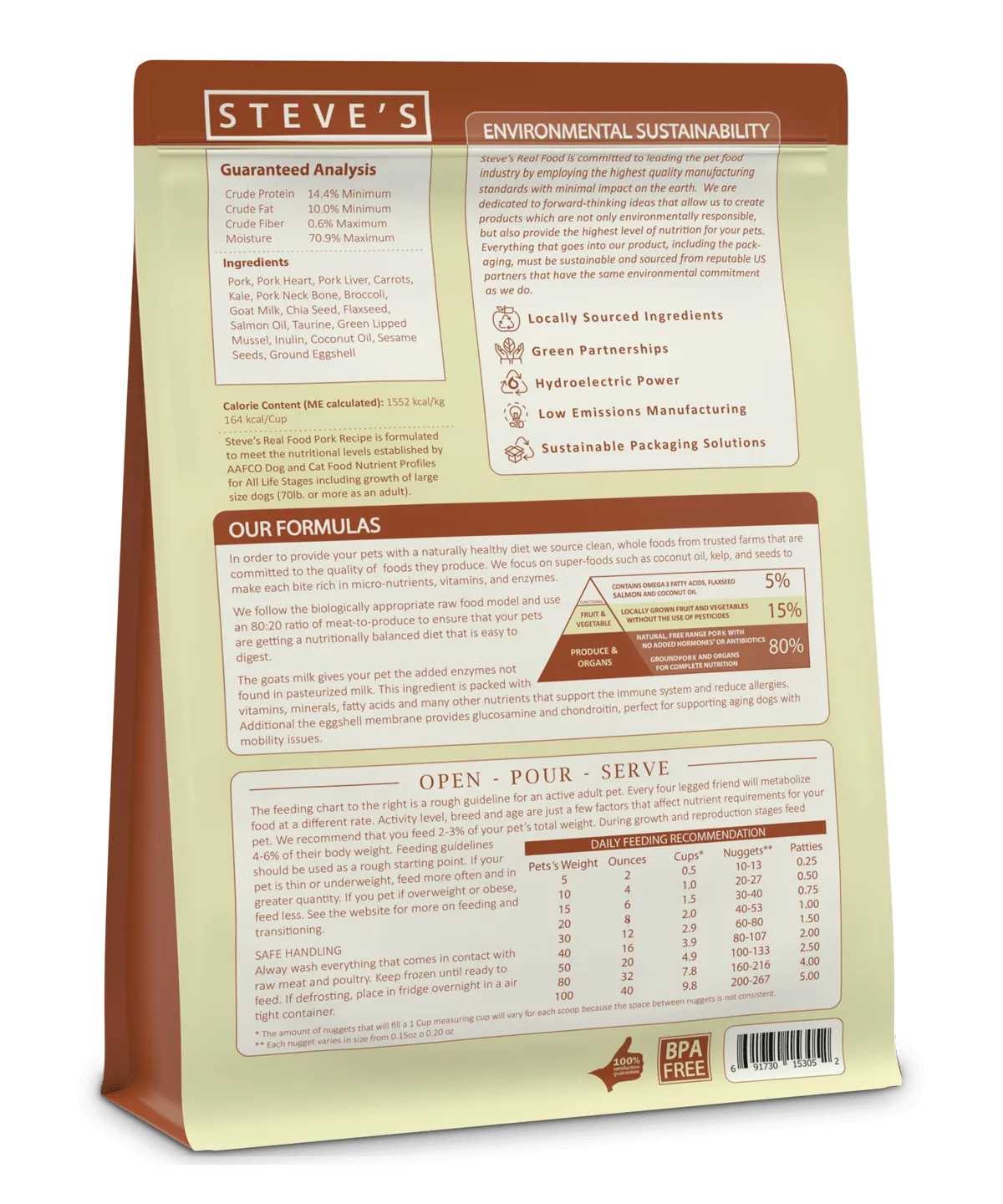 Steve's Real Food Raw Frozen Pork Diet Food for Dogs & Cats