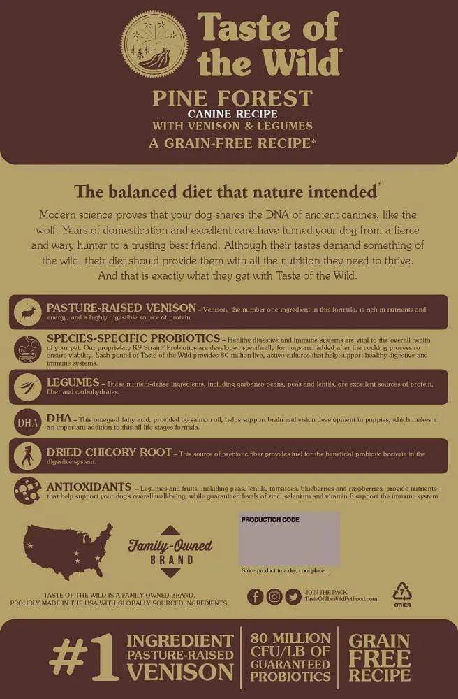 Taste Of The Wild Pine Forest Formula with Venison & Legumes Dry Dog Food