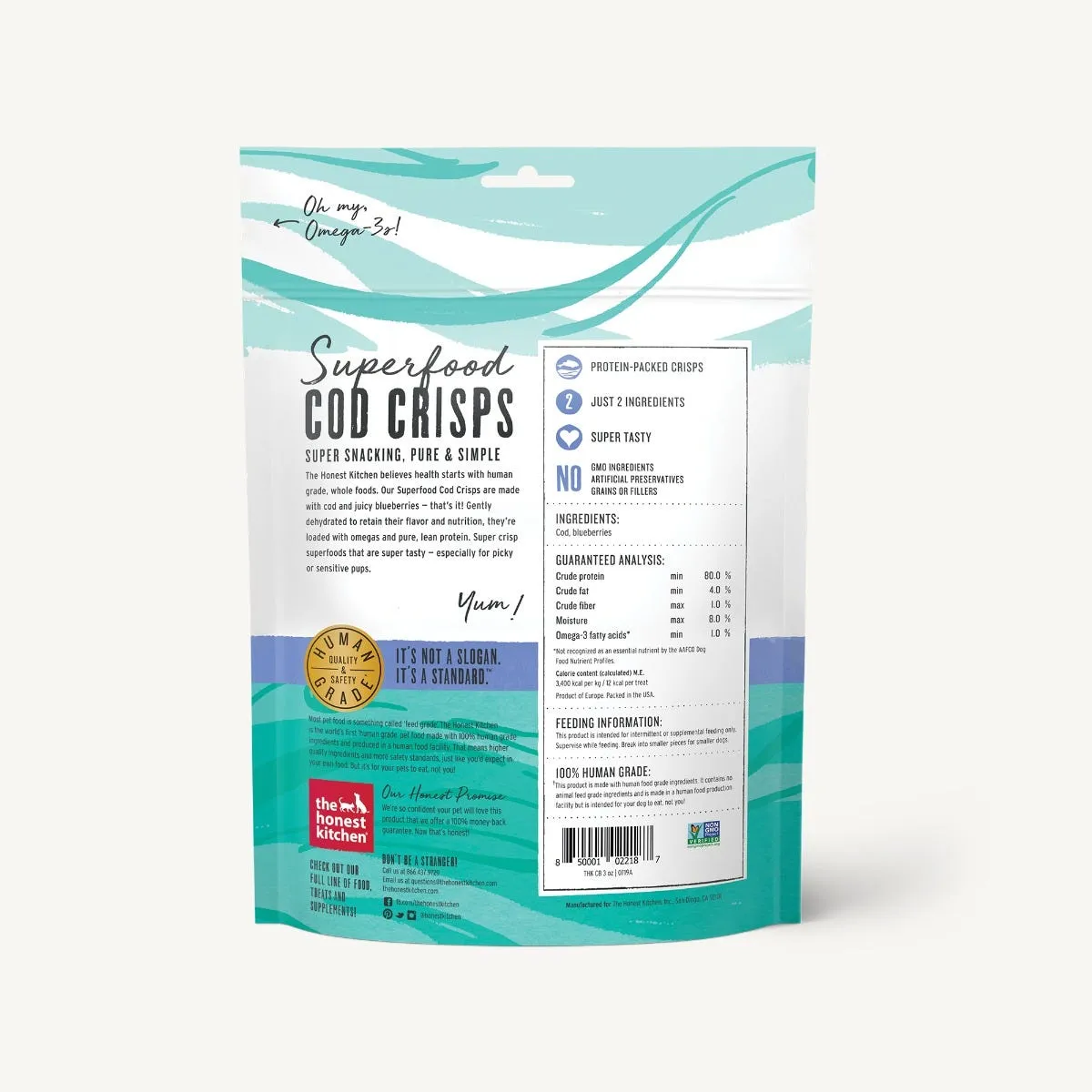 The Honest Kitchen Cod & Blueberry Superfood Cod Crisps For Dogs