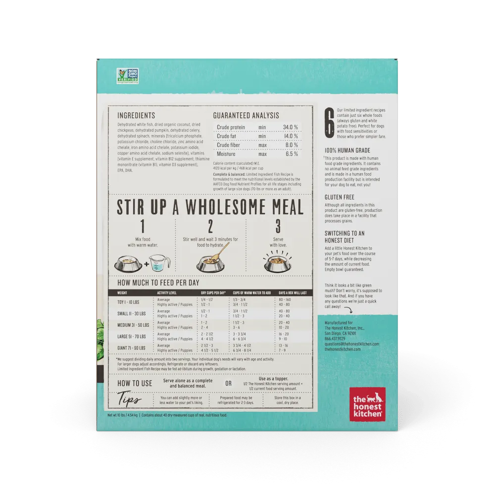 The Honest Kitchen Limited Ingredient Grain Free Fish Recipe Dehydrated Dog Food