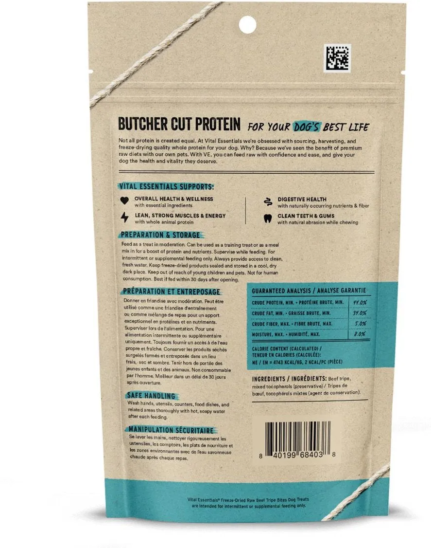 Vital Essentials Freeze-Dried Beef Tripe Bites Dog Treats