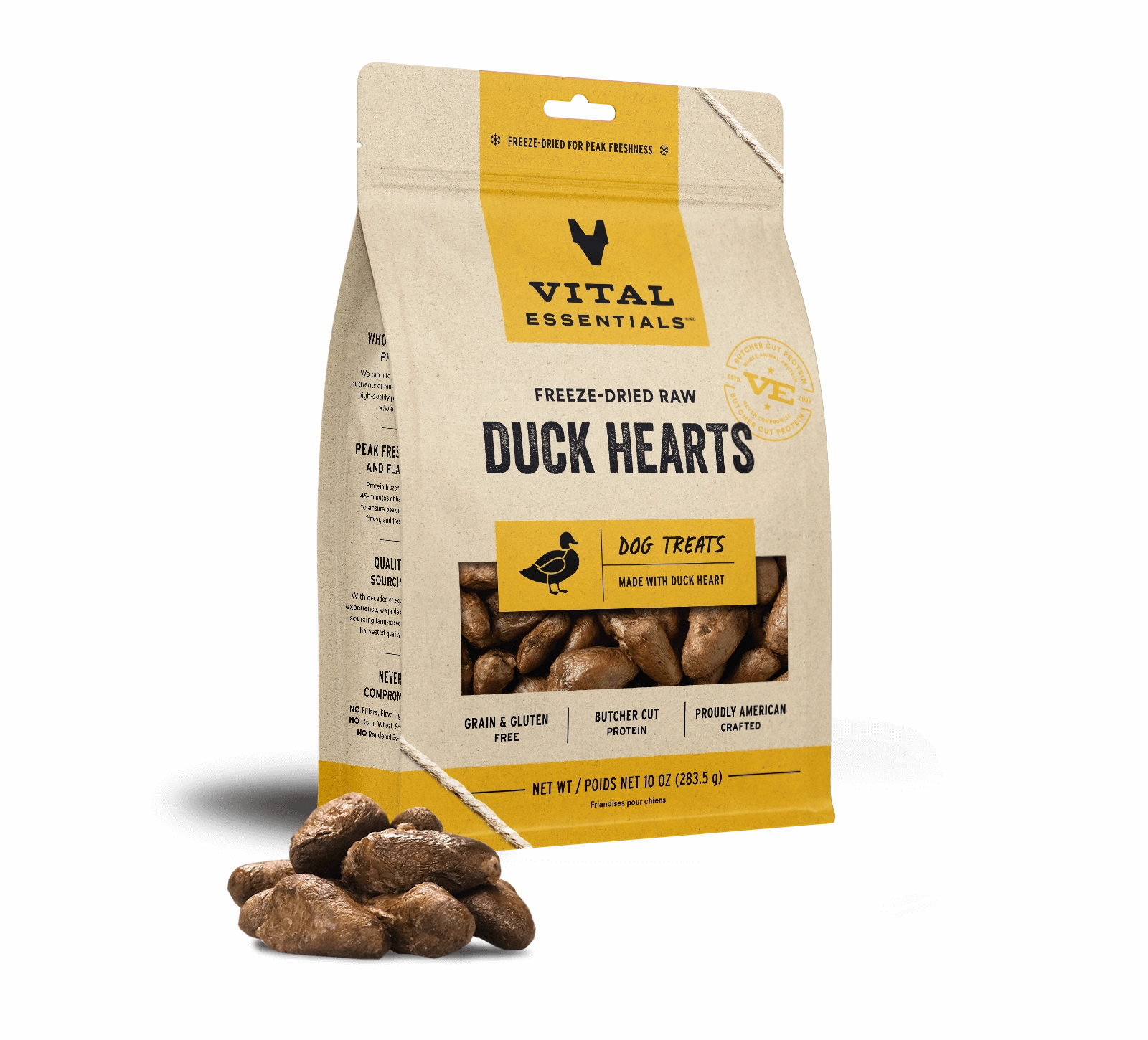 Vital Essentials Freeze-Dried Duck Hearts Dog Treats