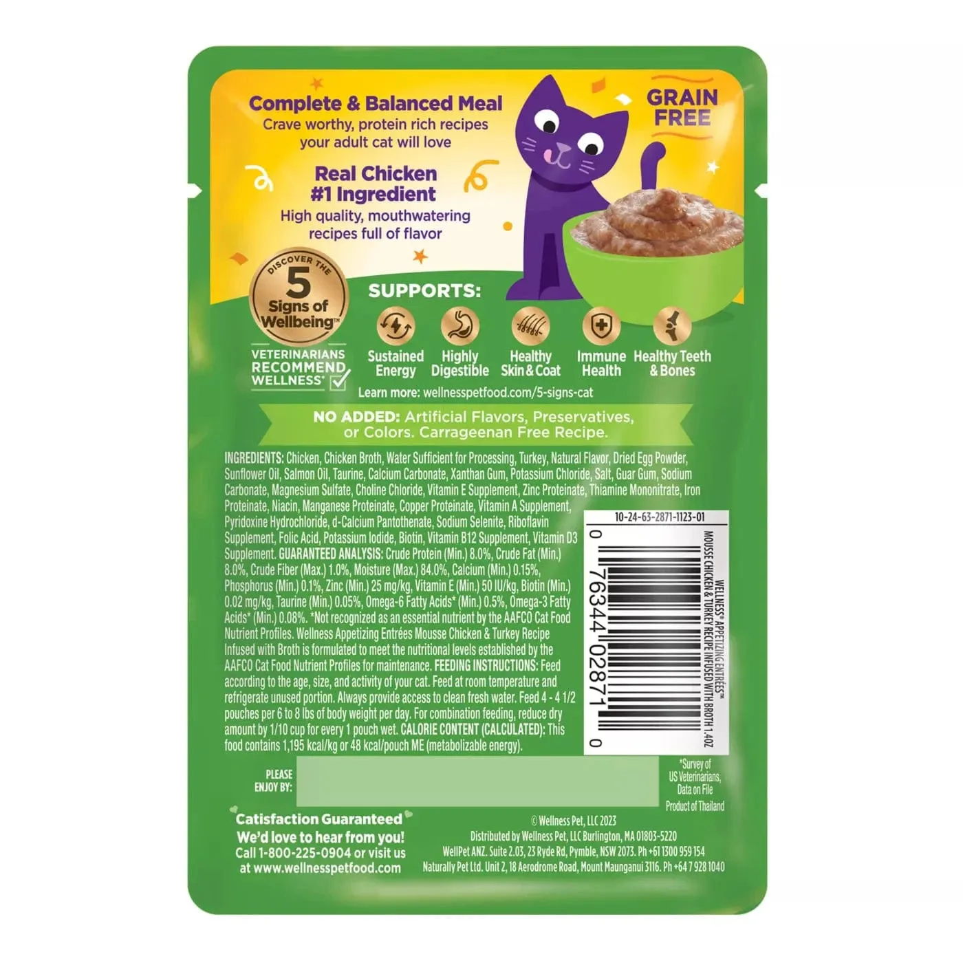 Wellness Appetizing Entrees Mouse Chicken & Turkey Wet Cat Food Pouch