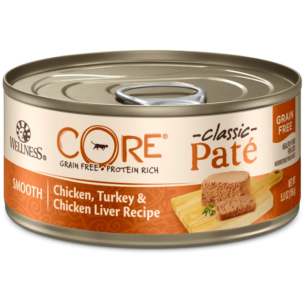 Wellness CORE Grain Free Natural Chicken, Turkey and Chicken Liver Smooth Pate Wet Canned Cat Food