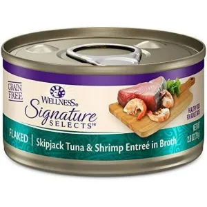 Wellness Signature Selects Grain Free Natural Skipjack Tuna with Shrimp Entree in Broth Wet Canned Cat Food