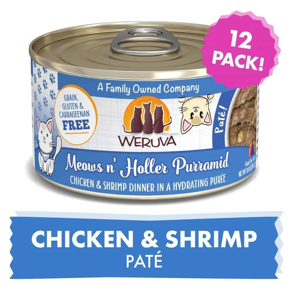 Weruva Classic Cat Pate Meows n' Holler PurrAmid with Chicken & Shrimp Canned Cat Food