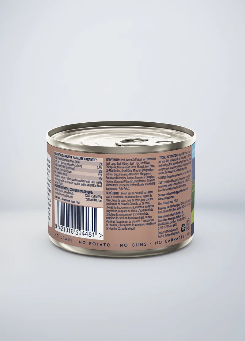 ZIWI Peak Grain Free Beef Recipe Canned Cat Food
